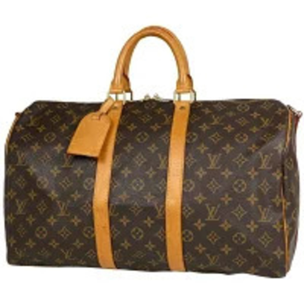 Louis Vuitton Keepall Bandoulire Travel Business Trip Boston Bag Monogram Brown